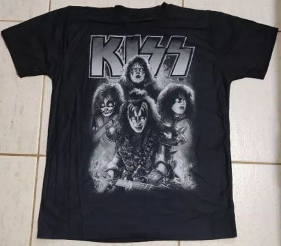 Camiseta Preta Banda Kiss Feminina Tamanho M