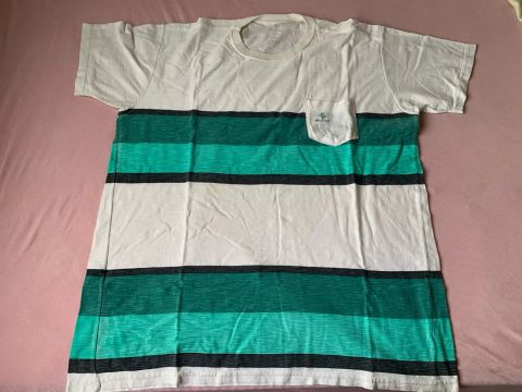 Camiseta listrada verde e branca Tezzuti, GG. Nova