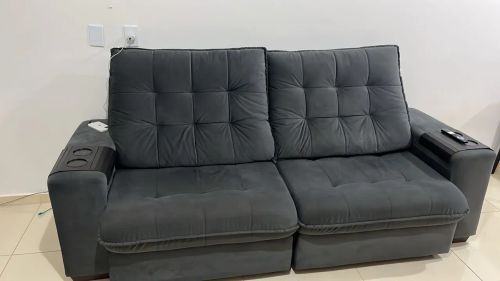 Sofá Retrátil 3 Lugares Cinza