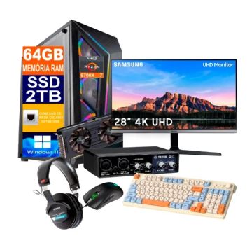 PC Gamer + Edição de Vídeo - Ryzen 7 5700x (2TB SSD 64GB de RAM)