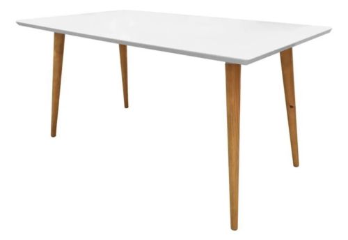 Mesa de jantar laqueada com tampo de vidro