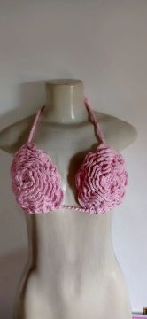 Top Crochê Rosa - Flor