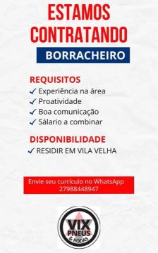 Vaga de emprego na loja de pneus borracharia 