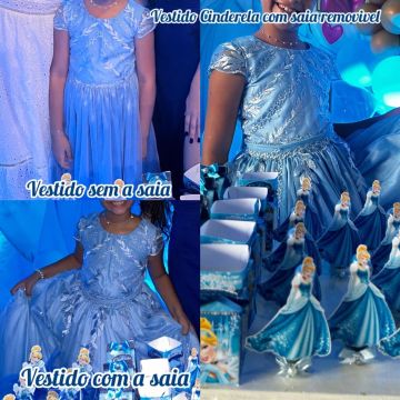 Vestido Cinderela 2 em 1 10/12 anos 