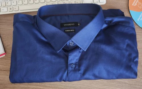 Camisa Social Masculina Azul