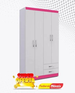 Guarda Roupa Solteiro 4 Portas 2 Gavetas Promoçao Fazemos Entrega Novo
