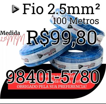PROMOÇÃO2025 Fio 2.5mm² R$99,80 peça com 100 metros.