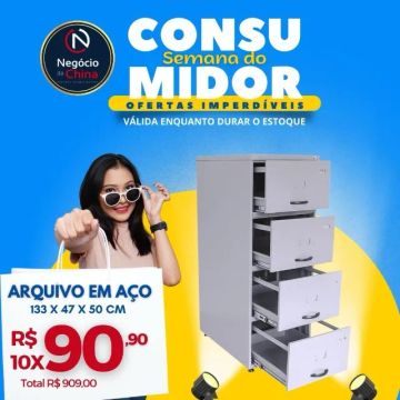 Arquivo com 4 gavetas em Aço