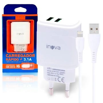iPhone Carregador 3.1A e 02 Cabo Lightning Iphone