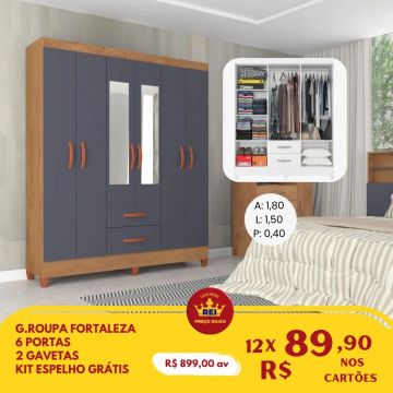 Guarda roupa Fortaleza 6 portas 12x R$89,90