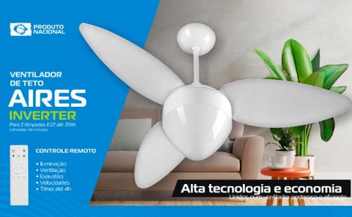 Ventisol Ventilador de teto aires INVERTER com controle remoto bivolt 
