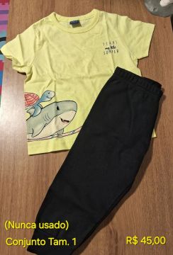 Conjunto Bebê Unissex - Shark Surfer - Tamanho 1