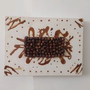 Quadro Decorativo em Tela com Flores e Detalhes em Dourado e Marrom