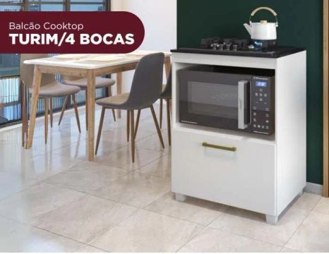 Balcão Cooktop Turim 4 e 5 Bocas frente grátis 