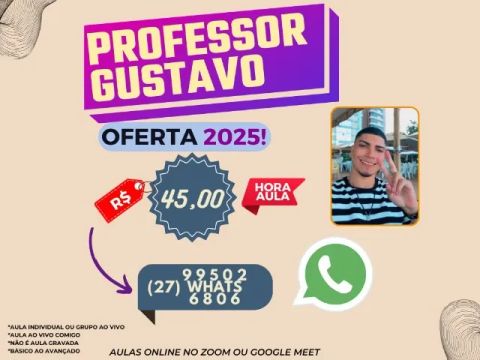 Aulas Particulares de Inglês Online com Gustavo - Sessão Experimental Grátis!