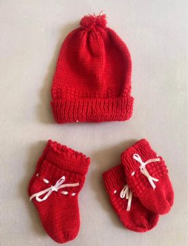 Conjunto de inverno para bebê - gorro e luvas