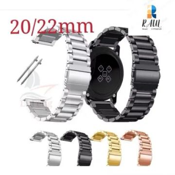 Pulseira Aço 3 Elos Inoxidável Gomada Para Smartwatch 20/22mm