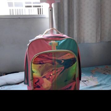 Mochila de rodinhas infantil - Rosa e Verde - Puket