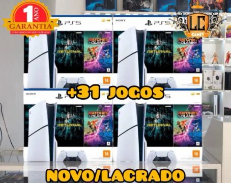 PS5 SLIM 1TB [ NOVO LACRADO ] + 31 JOGOS + BRINDES + 01 ANO GARANTIA - LOJA FISICA BH