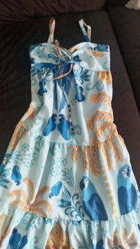 Vestido Tropical com Detalhes de Passaros