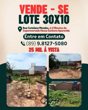 VENDE-SE LOTE NA COHAB 30x10