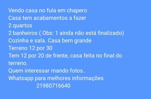 Vendo casa  2 quartos sala cozinha 2 banheiros