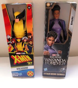 hasbro oferta 2 bonecos wolverine + shuri lacrado marvel x men pantera negra