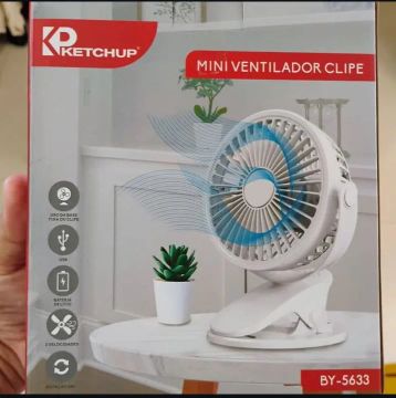 Ventilador de Mesa Clipe Portátil USB Recarregável