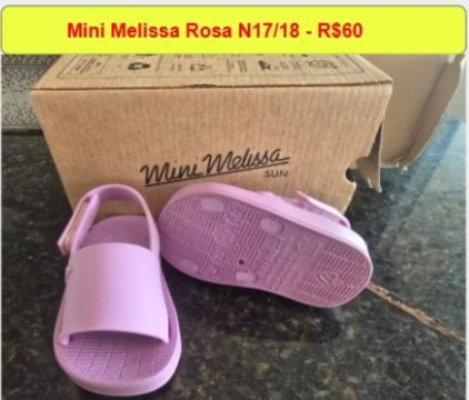 Sandálias Mini Melissa Rosa N17/18 - R$60
