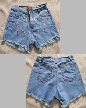 Short Jeans Bordado Raio 