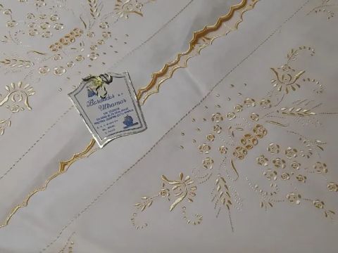 jogo de cama casal linho bordado na caixa antigo