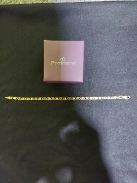 Pulseira Rommanel 19 cm formada por fio grumet elo longo diamantado com pino trabalhada