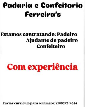 Vagas de Emprego em Padaria e Confeitaria