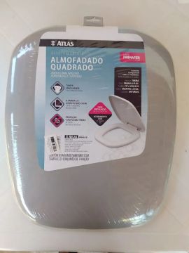 Assento Sanitário Almofadado Quadrado Atlas, Primafer, cinza ou branco. - Novo