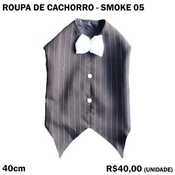Roupa de Cachorro Smoke Preto com Gravata Branca