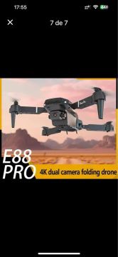 Drone E88 pro com Câmera, 1 bateria, E88Pro, Rádio controle, bolsa bag, sem GPS