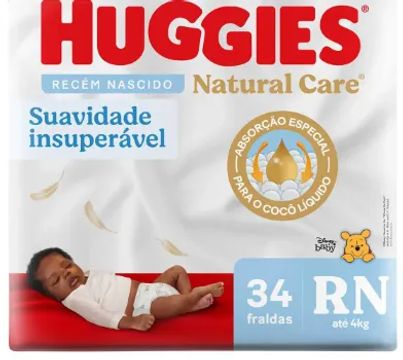 Fralda Huggies Natural Care Disney Baby RN 34 unidades