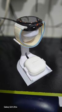 Base para carregamento simultâneo de smartwatch e fone de ouvido 