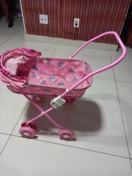 Carrinho de Bebê para Bonecas Rosa