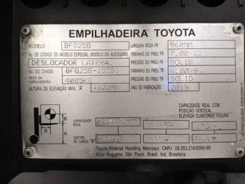 Empilhadeira Toyota 2019