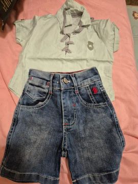 Conjunto Blusa e Bermuda para Bebê - Tamanho P