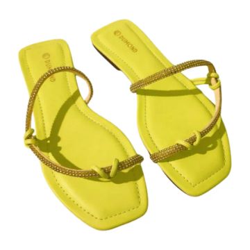 Nova Tam 36 - sandália rasteira dumond amarelo limão hotfix original
