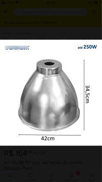 Luminária Industrial 250w E40 Sem Caixa De Reator E Lente