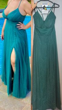 Vestido longo verde com brilho