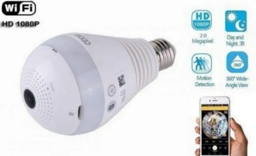 Lampada Camera Espiã Panoramic Camera HD 1080P 360°