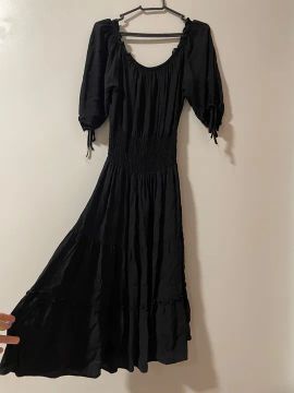 Vestido preto ciganinha com elastex na cintura
