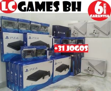 PS4 SLIM 500GB + JOGOS 33 + BRINDES + 06 MESES GARANTIA .LOJA FÍSICA BH..