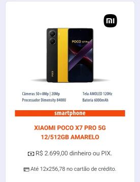 Xiaomi Poco X7 Pro 5G 12GB/512GB Amarelo - Novo