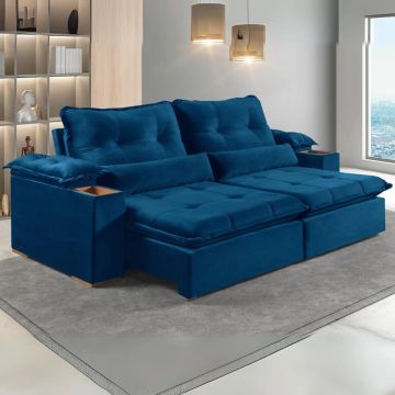 SOFÁ RETRÁTIL RECLINÁVEL SUPER CONFORTO C/PORTA COPOS 250CM !!717TT5