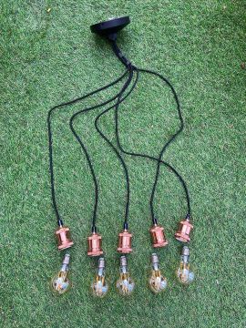 Lustre Pendente 5 Lâmpadas Industrial Rústico Moderno